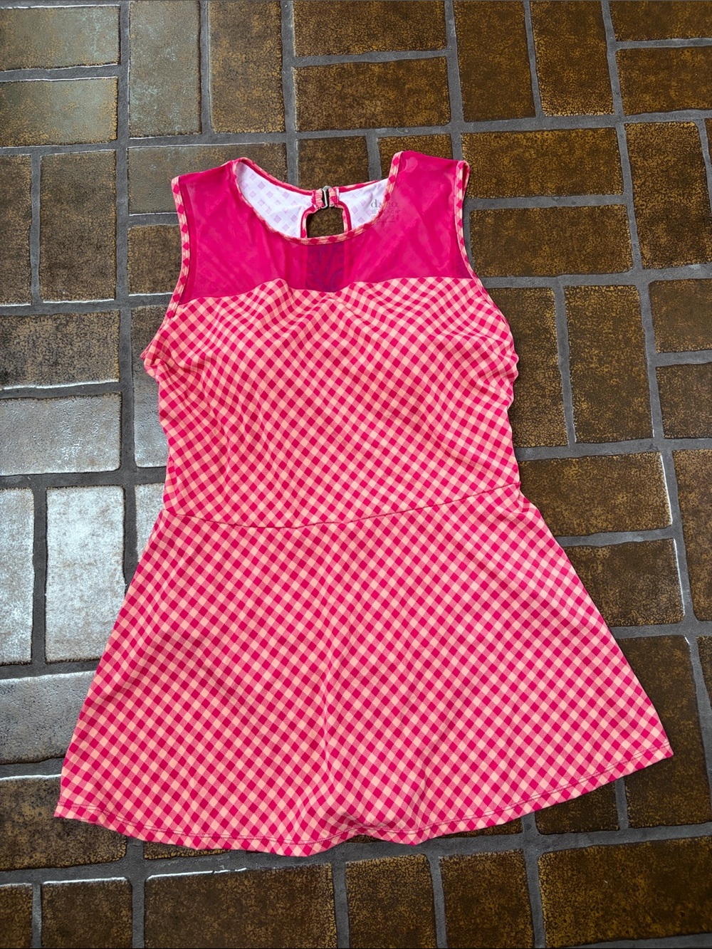D&Co. Beach Raspberry & Peach Gingham Plaid Swim Dress